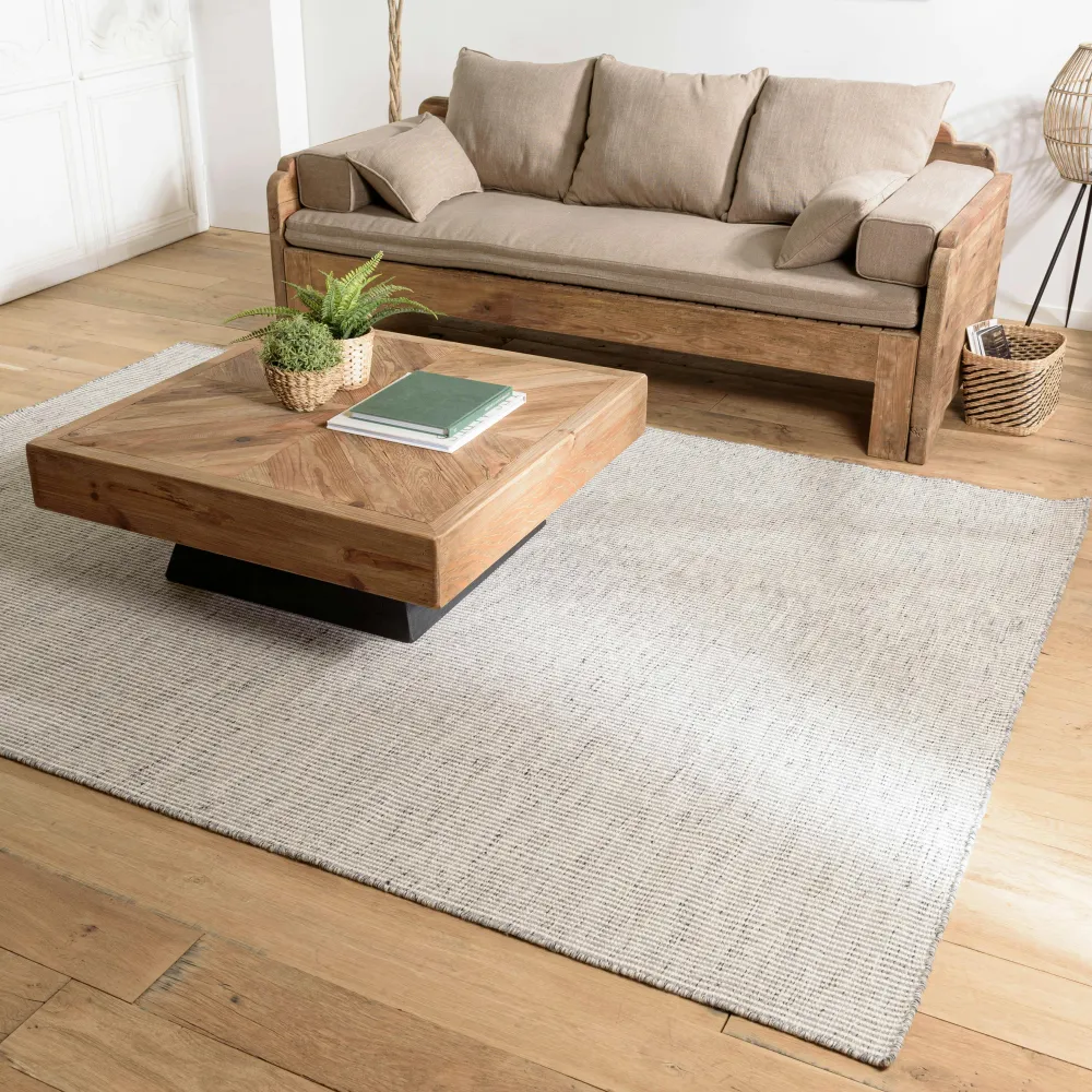 Tapis|Textile·Tapis| Tapis rectangulaire 200 x 290 cm laine tissée gris chiné