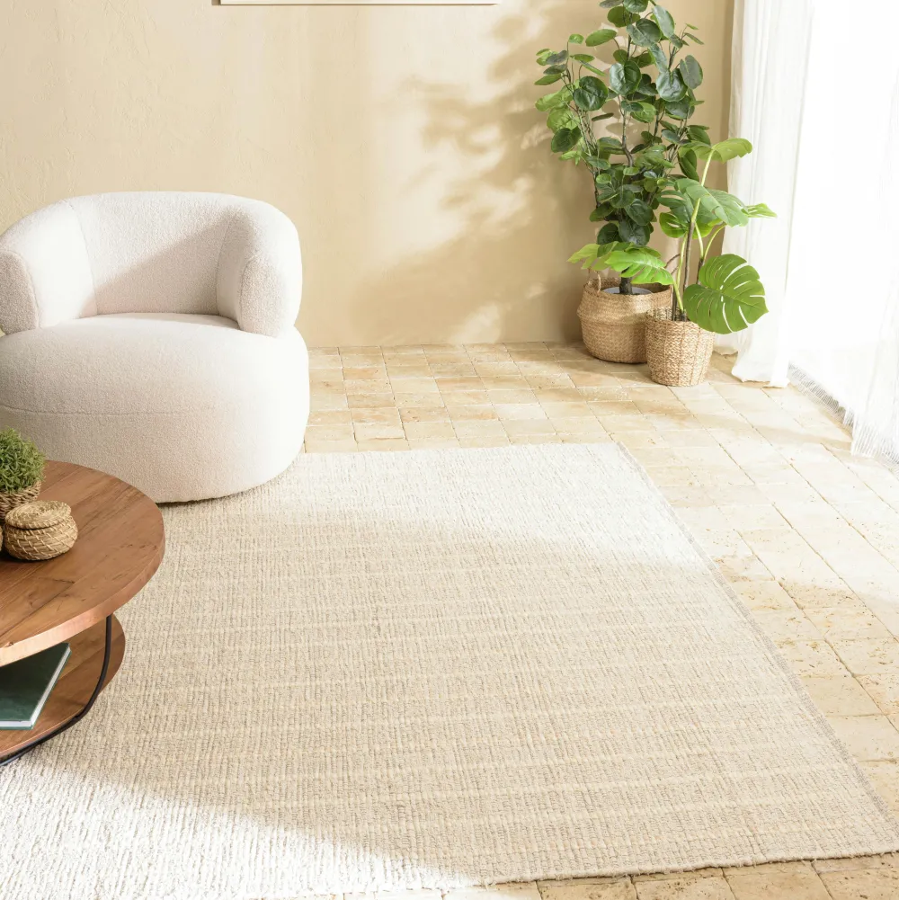 Tapis|Textile·Tapis| Tapis rectangulaire 200 x 290 coton recyclé ivoire