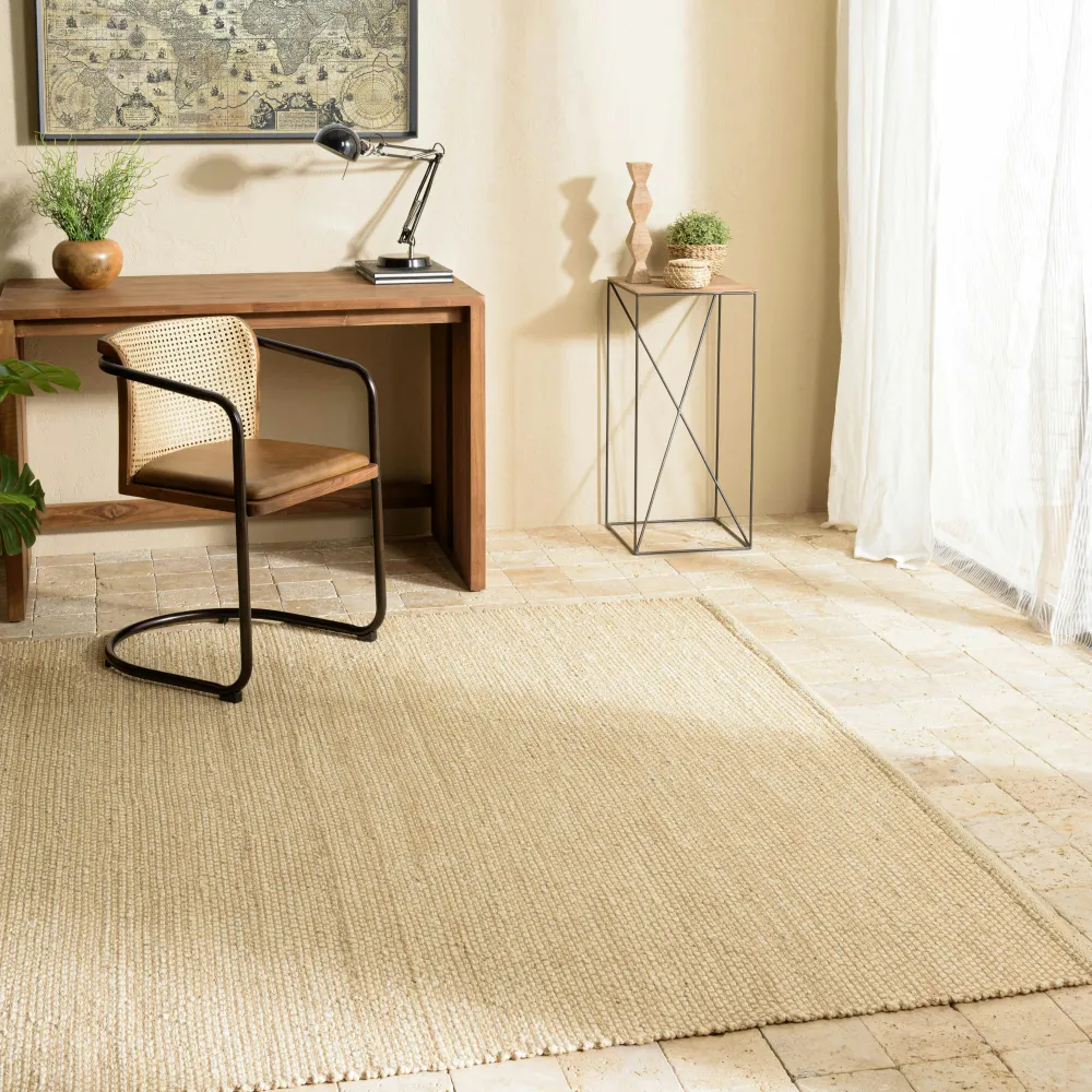 Tapis|Textile·Tapis| Tapis rectangulaire 160 x 230 cm jute et coton couleur sable