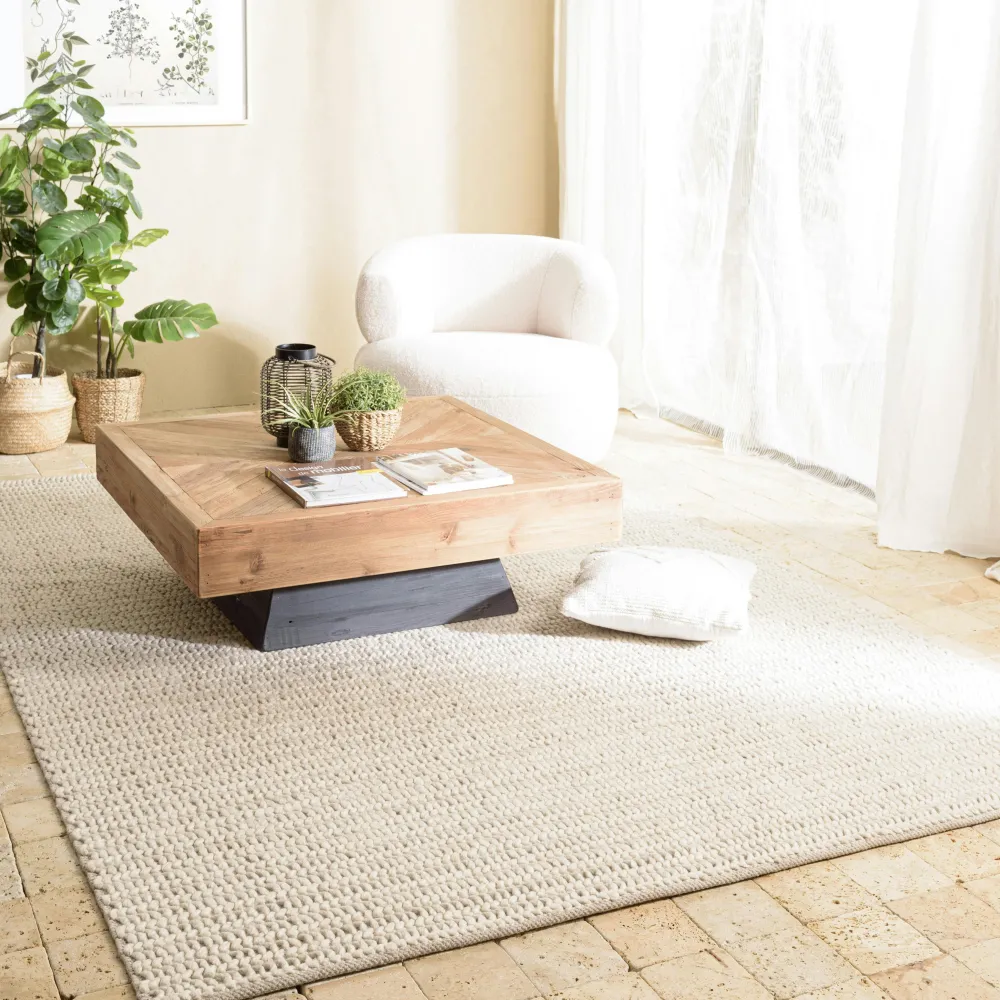 Tapis|Textile·Tapis| Tapis rectangulaire 200 x 290 cm laine tissée beige