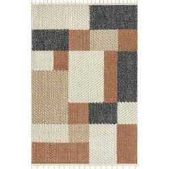Tapis|Textile·Tapis|ISTANBUL Tapis terracotta – motifs carrés, 120x180 cm