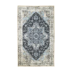 Tapis|Textile·Tapis|FEZ Tapis vintage noir et blanc à motifs traditionnels 160x230 cm