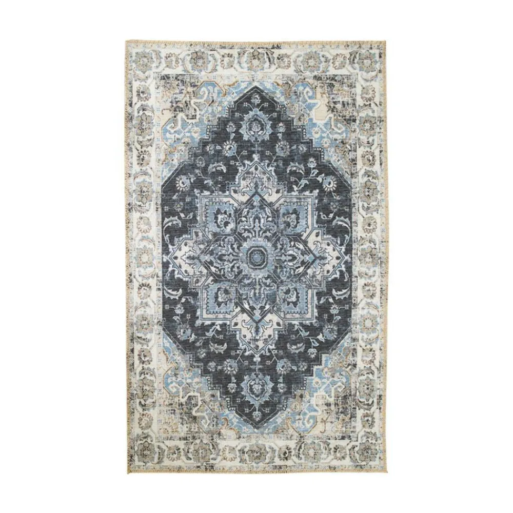 Tapis|Textile·Tapis|FEZ Tapis vintage noir et blanc à motifs traditionnels 160x230 cm