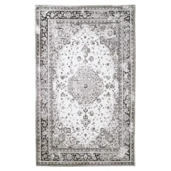Tapis|Textile·Tapis|FEZ Tapis vintage noir et blanc à motifs traditionnels 160x230 cm