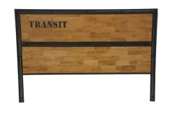 Têtes De Lit Industrielles|Têtes De Lit En Bois|Docker Tête de lit hévéa recyclé naturel et métal noirci 180X120cm