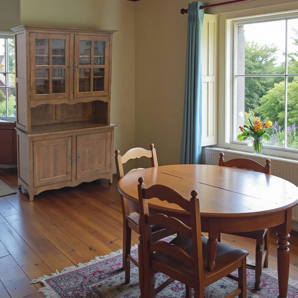 Vaisseliers En Bois|Vaisseliers En Bois|Tradition Vaisselier Hévéa 4 portes dont 2 vitrées, 1 grande niche centrale 125x47x200cm