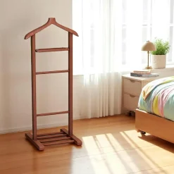 Meubles De Chambre·Valets De Chambre|SITIA Valet de chambre bois brun avec plateau vide-poches