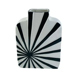 Vases| Vase blanc carré décor soleil noir H26 cm