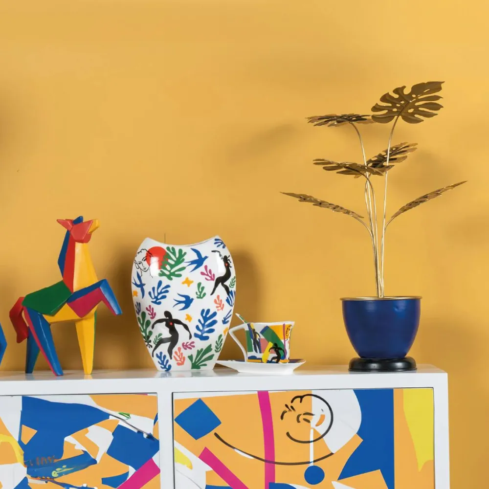 Vases| Vase blanc décor Matisse 20x25 cm