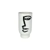 Vases| Vase blanc rond décor visage abstrait H25 cm