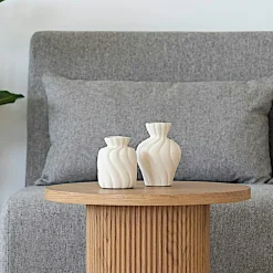 Vases| Vase corolle en céramique blanche (ensemble de 2)