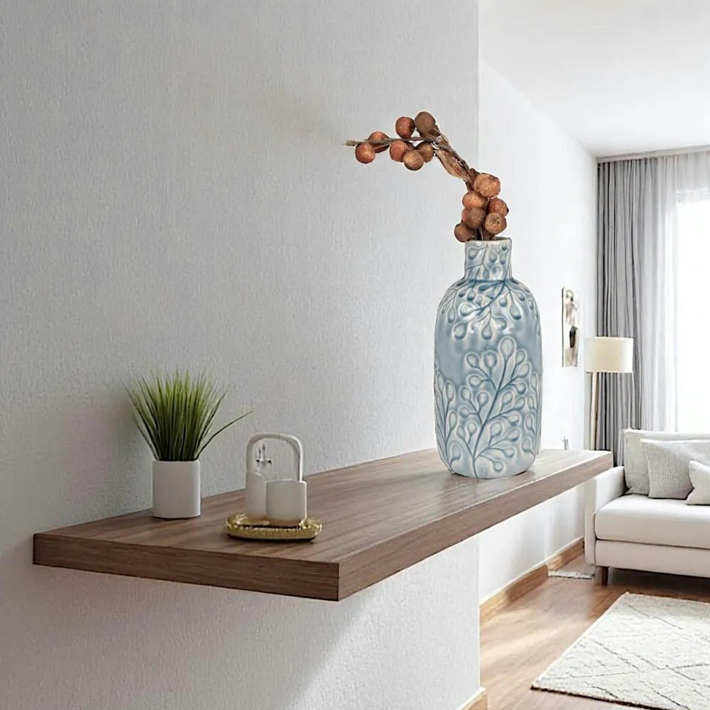 Vases| Vase décoratif bleu avec motif fleurs