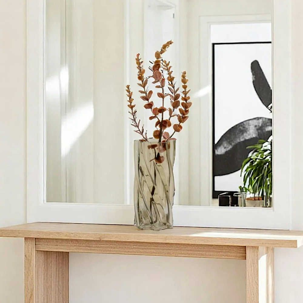 Vases| Vase décoratif vert en verre soufflé