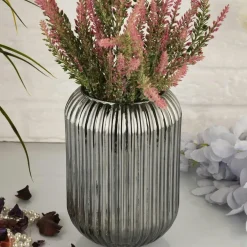 Vases| Vase en verre rainuré fumé – style moderne chic
