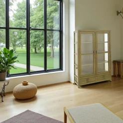 Vaisseliers En Bois|Vaisseliers En Bois|Gala Vitrine Hévéa 2 portes vitrées, 2 tiroirs 120x38x170cm